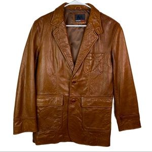 Brown Lambskin Leather Sports Coat Blazer Oversized